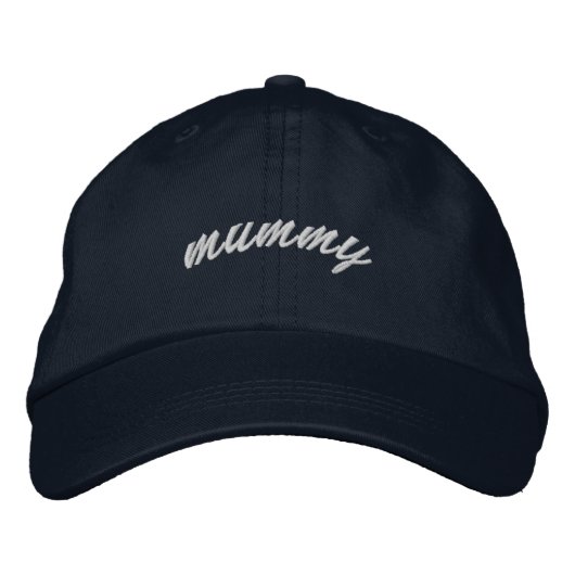 Minimalistischer Script Navy Mummy Hat Bestickte Baseballkappe (Vorderseite)