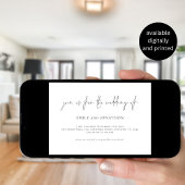 Minimalistischer Script QR Code Schwarz-weiß Hochz Einladung