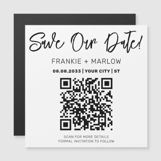 Minimalistischer Script QR-Code Speichern des Datu Magnetkarte (Vorne/Hinten)