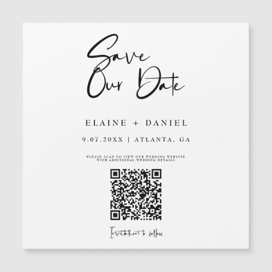 Minimalistischer Script QR-Code Speichern des Datu Magnetkarte (Vorderseite)