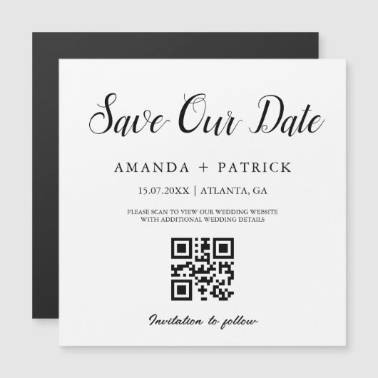 Minimalistischer Script QR-Code Speichern des Datu Magnetkarte (Vorne/Hinten)