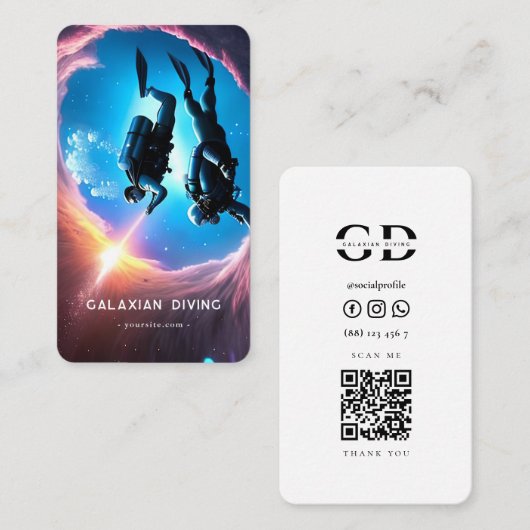 Minimalistischer Scuba Diving Class Qr Code Visitenkarte (Vorne/Hinten)