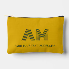 Minimalistischer Senf und Waldgrün-Monogramm Zubehörtasche