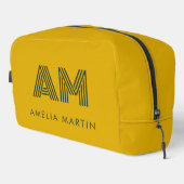 Minimalistischer Senf & Waldgrün Custom Monogramm Waschbeutel (Rechte Ecke)