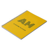Minimalistischer Senfgelb- und Waldgrün-Monogramm Notizblock (Linke Seite)
