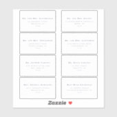 Minimalistischer Serientext 8 Hochzeitadressmarkie Aufkleber (Blatt)