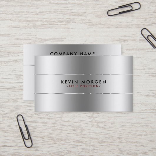 Minimalistischer Shiny Stainless Steel Hintergrund Visitenkarte (Vorderseite/Rückseite Beispiel)