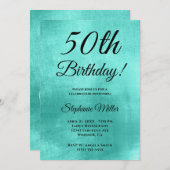 Minimalistischer Shiny Turquoise Foil Birthday Einladung (Vorne/Hinten)