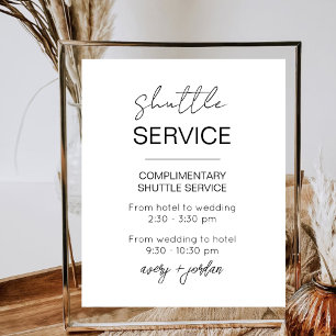 Minimalistischer Shuttleservice Moderne Hochzeitsf Poster