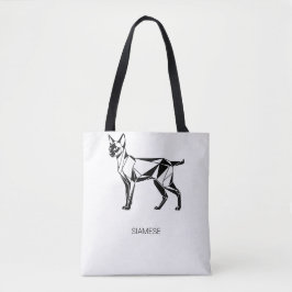 Minimalistischer Siamkatze-Geometrie-Baumwoll-Tüte Tasche