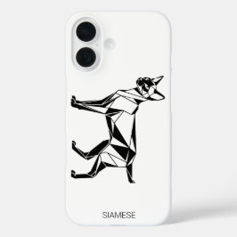 Minimalistischer Siamkatze-Geometrie-iPhone / Sams iPhone 16 Hülle