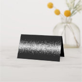 Minimalistischer Silber-Glitzer auf Schwarz Platzkarte (Rückseite)