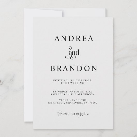 Minimalistischer Silber-Graue QR-Code Hochzeit in Einladung (Vorderseite)