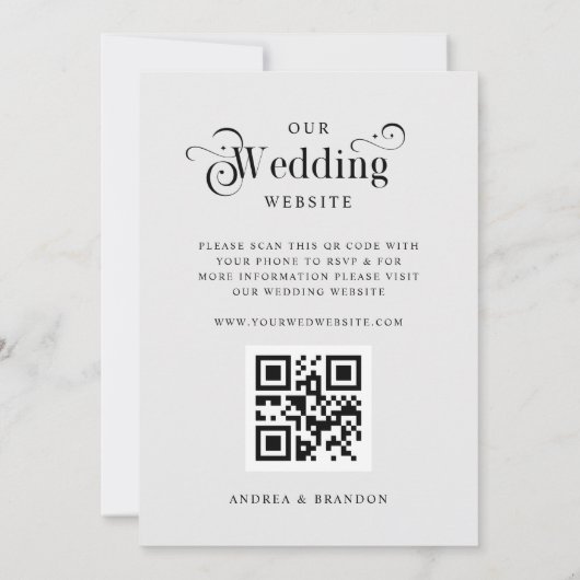 Minimalistischer Silber-Graue QR-Code Hochzeit in Einladung (Rückseite)