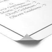 Minimalistischer silberner Tipografie-Sitzplan Poster (Ecke)