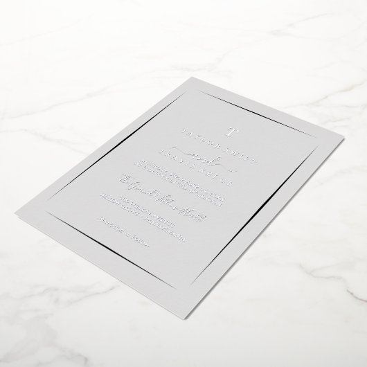 Minimalistischer Silberstreifen | Grey Monogram We Folieneinladung (Gedreht)