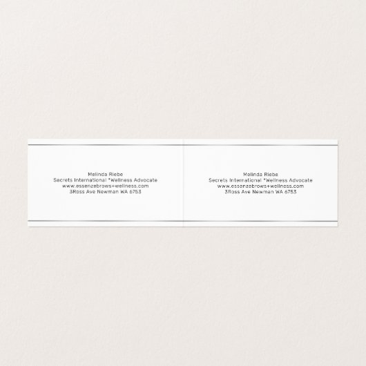 Minimalistischer Silberstreifen mit blauem Farbton Visitenkarten (Innenseite Aufgefaltet)