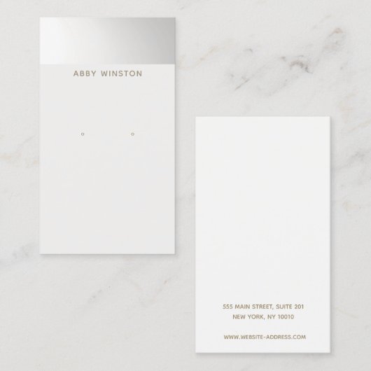 Minimalistischer Silver Earring Display-Halter Visitenkarte (Vorne/Hinten)