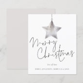 Minimalistischer Silver Star Frohe Weihnachtskarte (Vorne/Hinten)