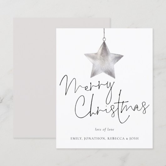 Minimalistischer Silver Star Frohe Weihnachtskarte (Vorne/Hinten)