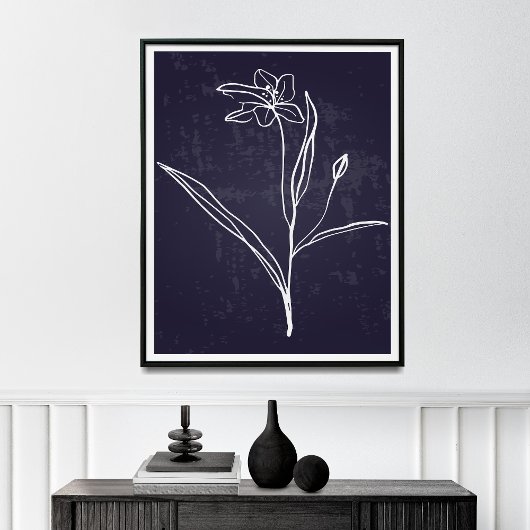 Minimalistischer Single-Linie Zeichnend Blume Poster