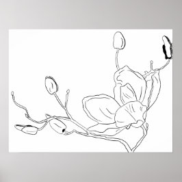 Minimalistischer Single Magnolia Kontur Poster