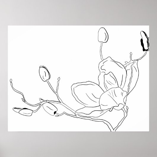 Minimalistischer Single Magnolia Kontur Poster (Vorne)