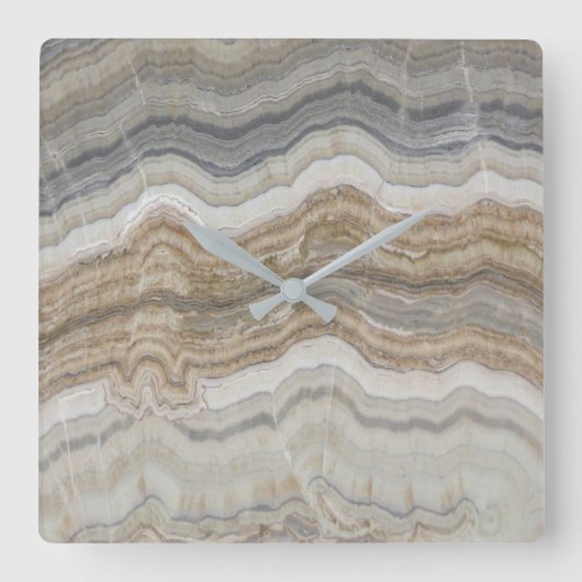 Minimalistischer skandinavischer Granitbrauner gra Quadratische Wanduhr (Vorderseite)