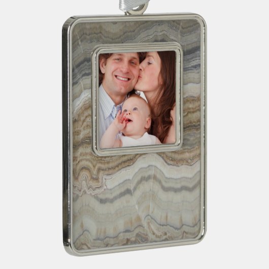 Minimalistischer skandinavischer Granitbrauner gra Rahmen-Ornament Silber (Rechts)