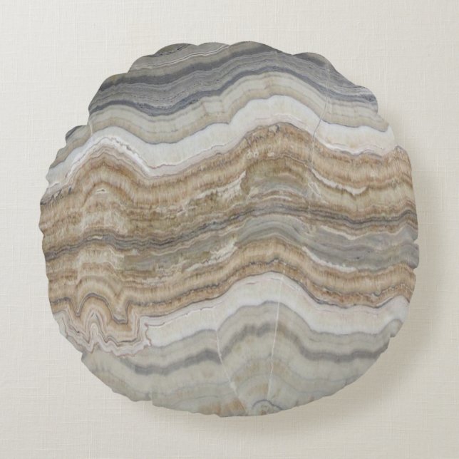 Minimalistischer skandinavischer Granitbrauner gra Rundes Kissen (Vorderseite)