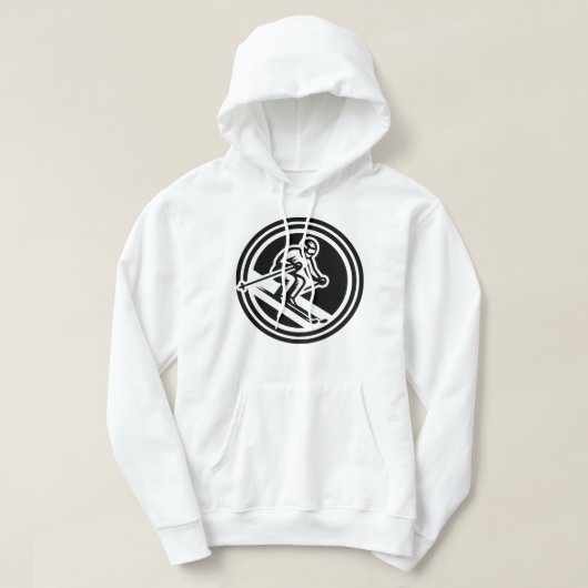 Minimalistischer Skifahrer Abfahrt Schwarz/Weiß Hoodie (Design vorne)