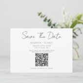 Minimalistischer Skript-QR-Code Save The Date Einladung (Stehend Vorderseite)