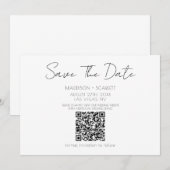 Minimalistischer Skript-QR-Code Save The Date Einladung (Vorne/Hinten)
