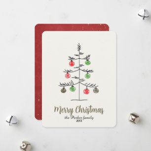 Minimalistischer skurriler Skizzen-Weihnachtsbaum  Feiertagskarte