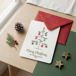 Minimalistischer skurriler Skizzen-Weihnachtsbaum  Feiertagskarte