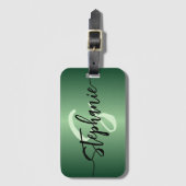 Minimalistischer Smaragdgrüner Metallic Name und A Gepäckanhänger (Vorderseite Vertikal)