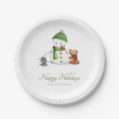 Minimalistischer Snowman Bär und Hundeweihnachtsfa Pappteller (Vorderseite)