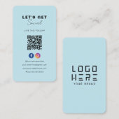 Minimalistischer Soft Blue Qr Code Verbindung mit Visitenkarte (Vorne/Hinten)