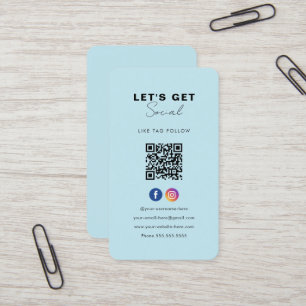 Minimalistischer Soft Blue Qr Code Verbindung mit  Visitenkarte