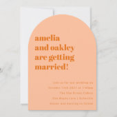 Minimalistischer Soft Peach Orange Retro Hochzeits Einladung (Vorderseite)