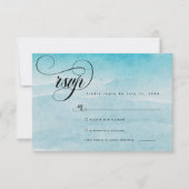 Minimalistischer Sommer Blue Ocean Beach Hochzeit RSVP Karte (Vorderseite)