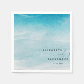Minimalistischer Sommer Blue Ocean Beach Hochzeit Serviette (Vorderseite)