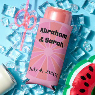 Minimalistischer Sommer Pink Grapefruit-Gastgesche Selters Dosenkühler