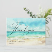 Minimalistischer Sommerstrand Dankeskarte (Stehend Vorderseite)