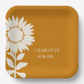 Minimalistischer Sonnenblumen-Individuelle Name Ge Pappteller (Vorderseite)