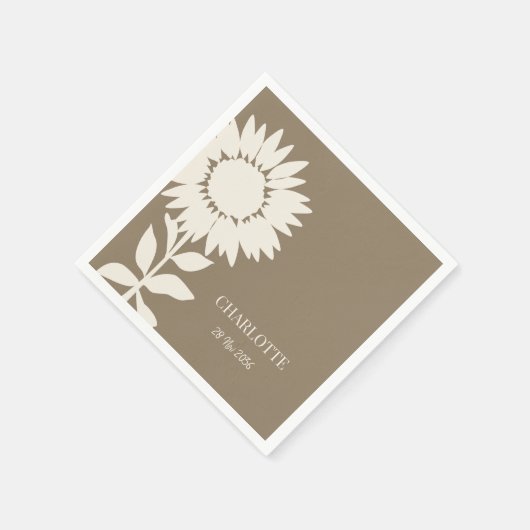 Minimalistischer Sonnenblumen-Individuelle Name Ge Serviette (Ecke)