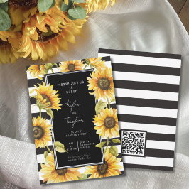 Minimalistischer Sonnenblumenschwarzer Streifen Po Einladung