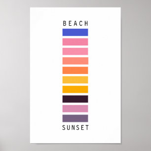 Minimalistischer Sonnenuntergang am Strand Poster