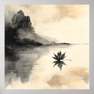 Minimalistischer Sonnenuntergang im Herbst ruhiger Poster