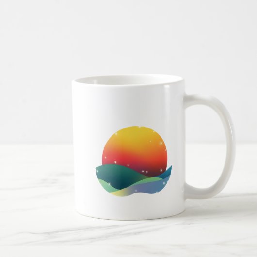 Minimalistischer Sonnenuntergang über dem Abstrakt Kaffeetasse (Rechts)